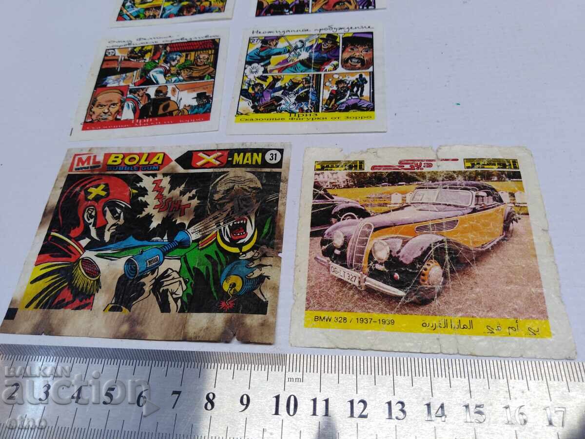 Auction 6 pcs. OLD CHEWING GUM PICTURES Auction 6 pcs. OLD CHEWING GUM PICTURES