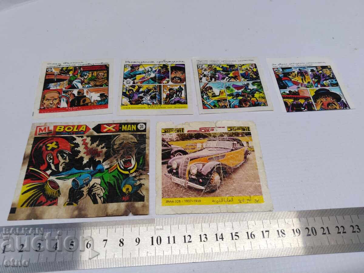 6 pcs. OLD CHEWING GUM PICTURES 6 pcs. OLD CHEWING GUM PICTURES