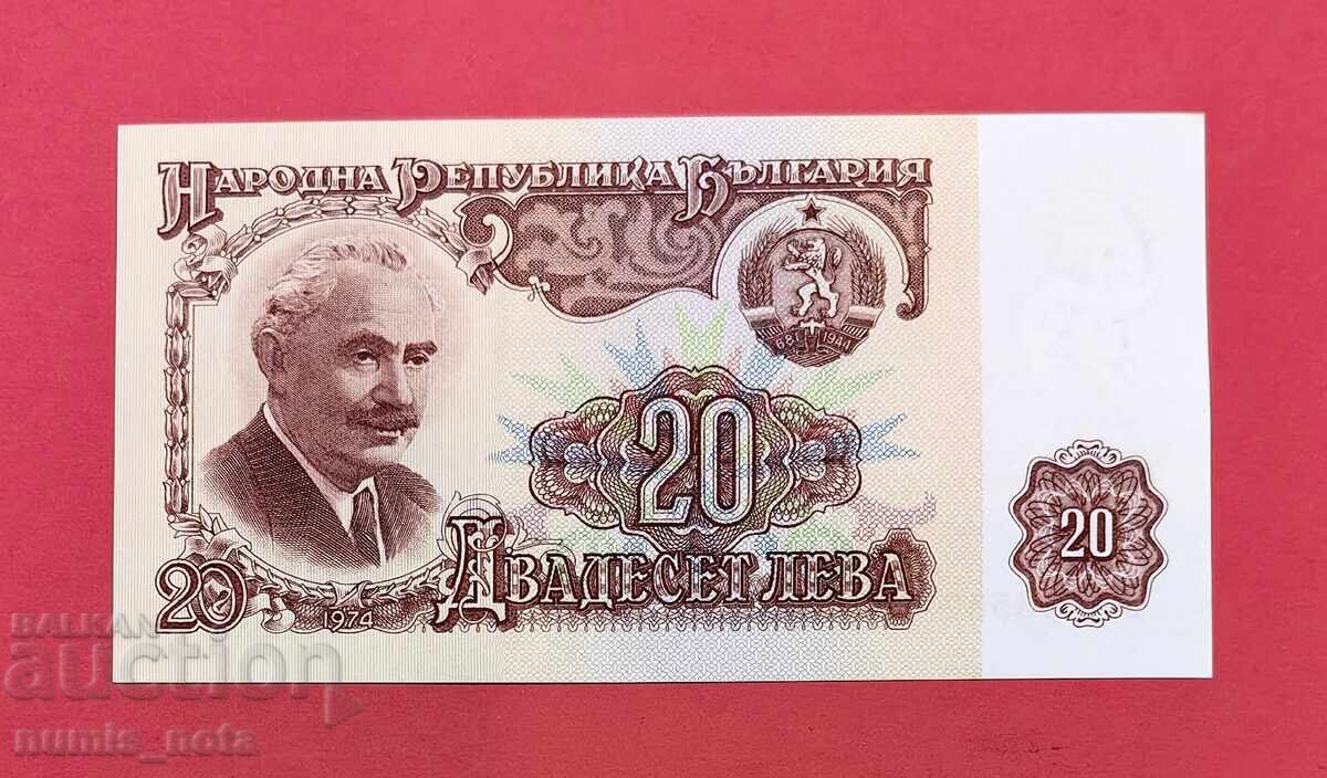 20 λέβα 1974 με 6 ψηφία UNC με τιμή 35.00 BGN | € 17.90