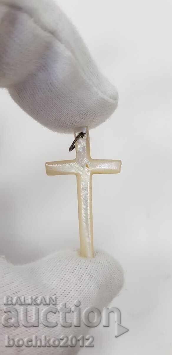 Auction Mother-of-pearl Renaissance cross with inscription 19th-20th century Auction Mother-of-pearl Renaissance cross with inscription 19th-20th century