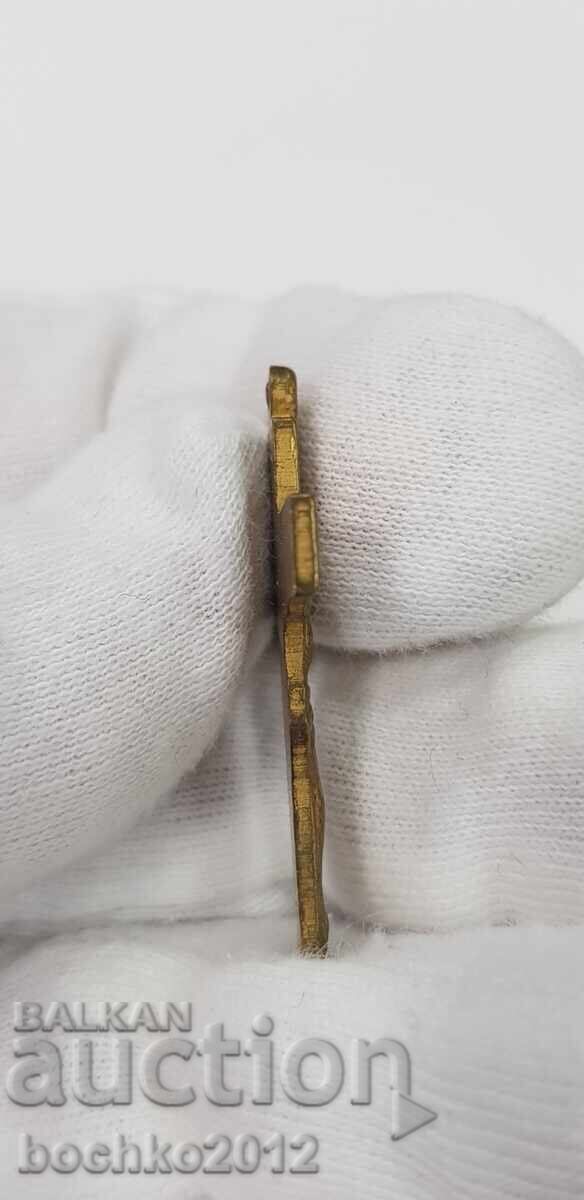 Livrarea Cruce veche de colecție a lui Isus Hristos din bronz aurit, secolul XX