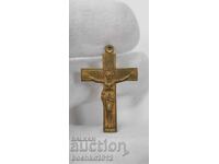 Collectible old bronze-gilded cross of Jesus Christ, 20th century