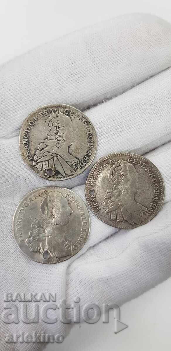 3 τεμ. πολλά ασημένια νομίσματα, νόμισμα της Αυστρίας - διάτρητο - 5 3 τεμ. πολλά ασημένια νομίσματα, νόμισμα της Αυστρίας - διάτρητο - 5