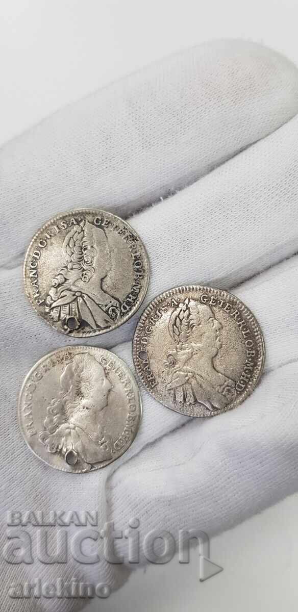 3 τεμ. πολλά ασημένια νομίσματα, νόμισμα της Αυστρίας - διάτρητο - 7 3 τεμ. πολλά ασημένια νομίσματα, νόμισμα της Αυστρίας - διάτρητο - 7