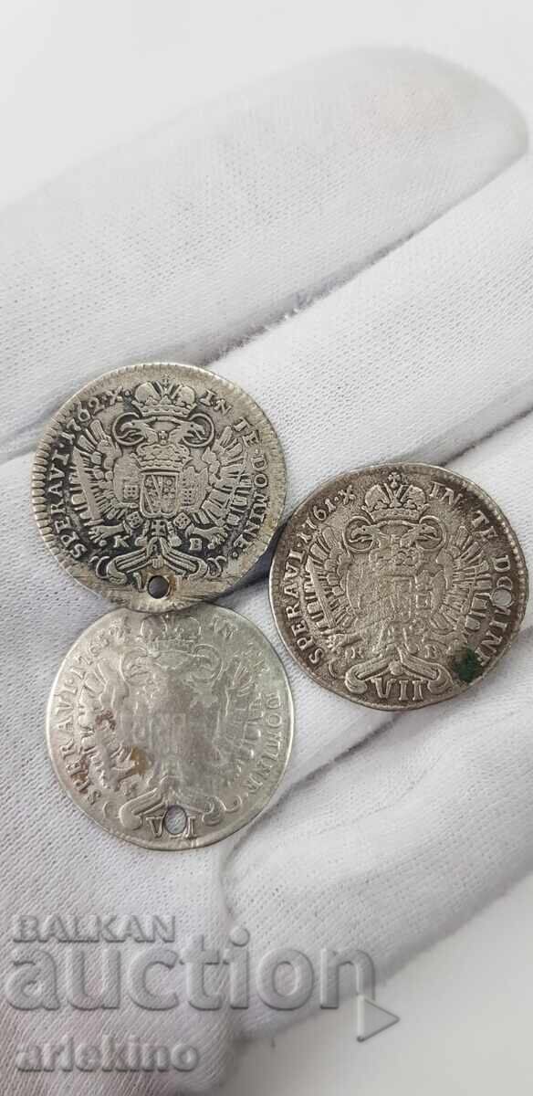 3 τεμ. πολλά ασημένια νομίσματα, νόμισμα της Αυστρίας - διάτρητο 3 τεμ. πολλά ασημένια νομίσματα, νόμισμα της Αυστρίας - διάτρητο