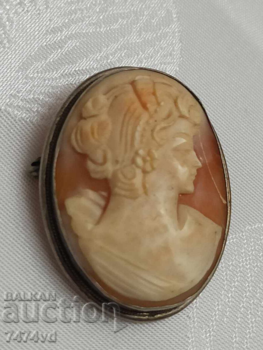 Auction  Old silver brooch and medallion - cameo, 800 fineness