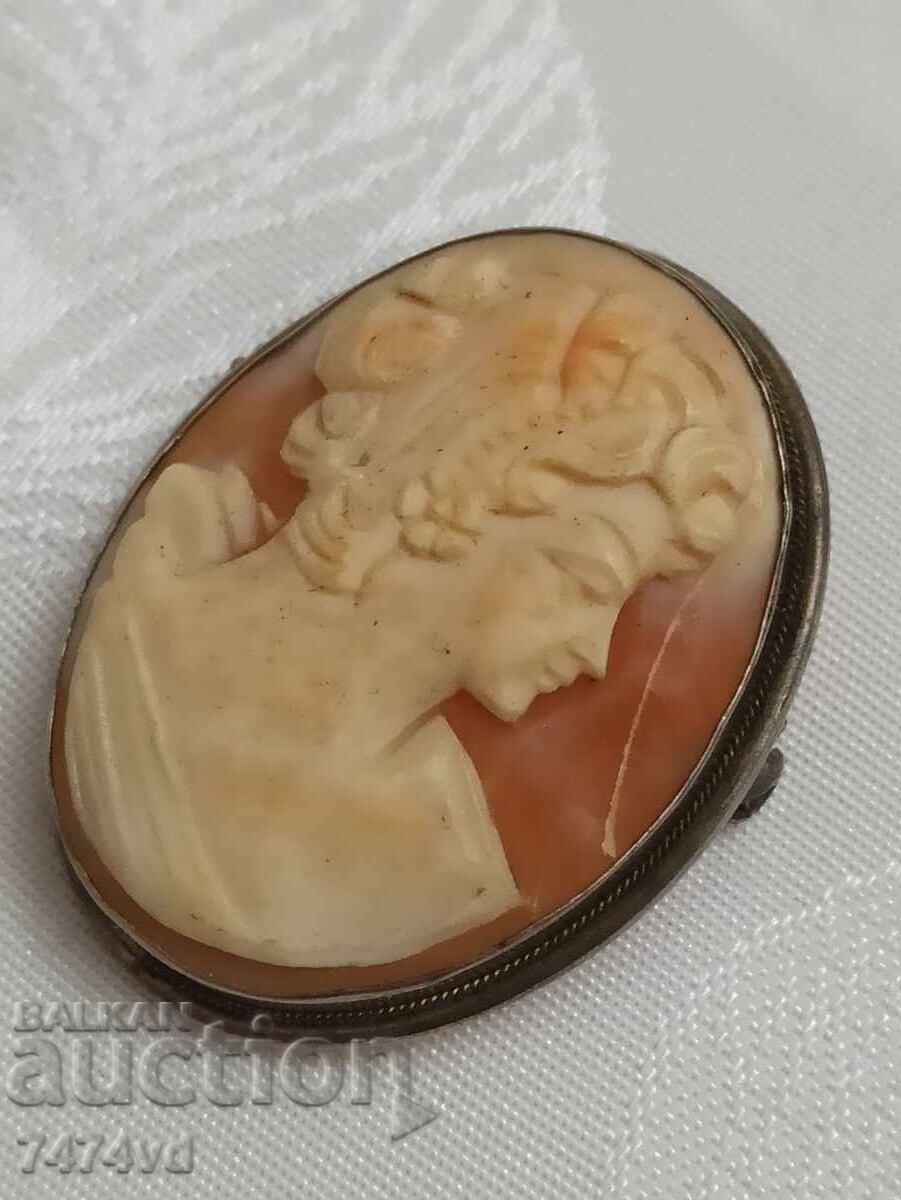 Old silver brooch and medallion - cameo, 800 fineness - 5