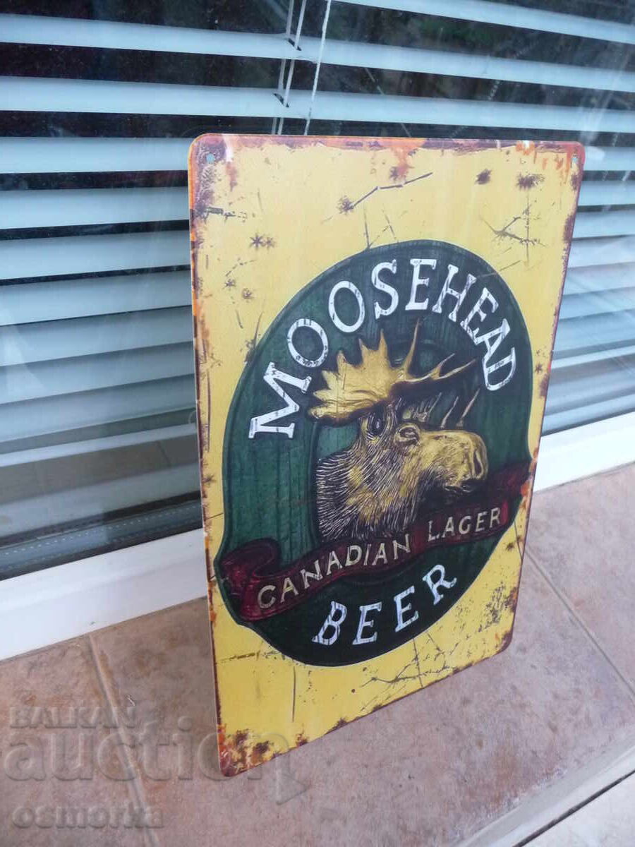 Metal sign Canadian beer Moosehead moose Canada Lager beer with price 18.00 BGN | € 9.20 Metal sign Canadian beer Moosehead moose Canada Lager beer with price 18.00 BGN | € 9.20