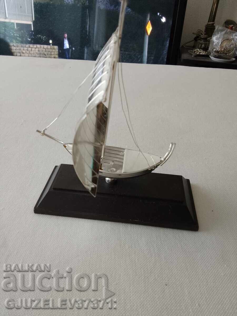 Auction  Decorative ship model Silver lacquered finish