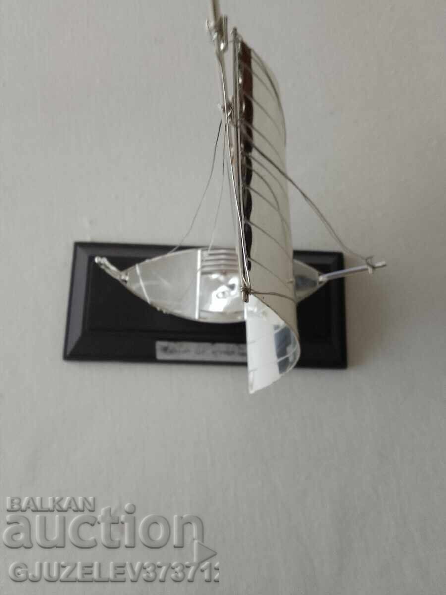 Decorative ship model Silver lacquered finish - 7