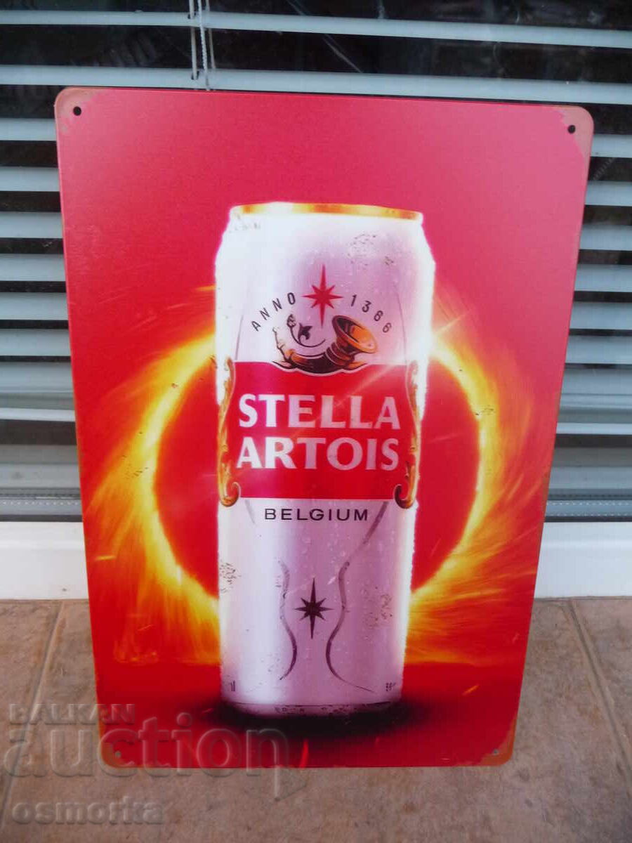 Metal sign beer Stella Artois Belgium Belgian beer can