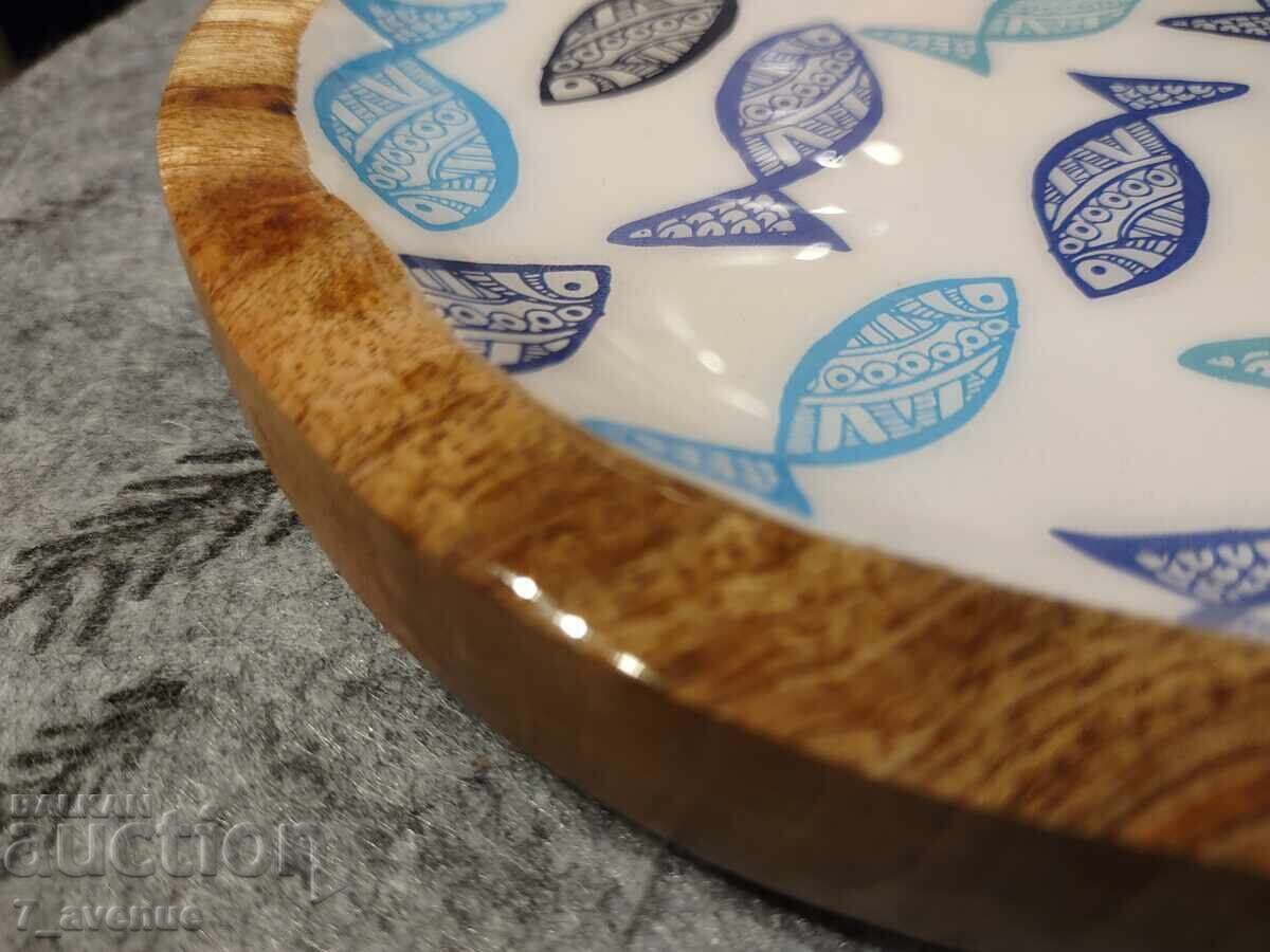 Delivery of Decorative tray, mango wood, Pisces, 25/23 /2cm