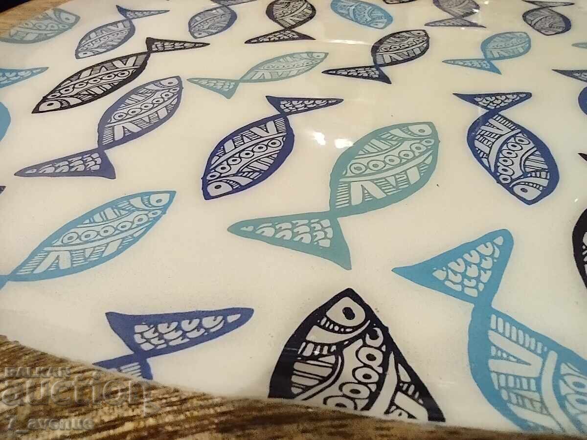 Decorative tray, mango wood, Pisces, 25/23 /2cm - 5