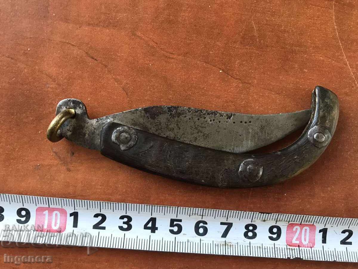 FOLDING KNIFE, ANTIQUE BLADE, ORNAMENTS, HORN FOLDING KNIFE, ANTIQUE BLADE, ORNAMENTS, HORN