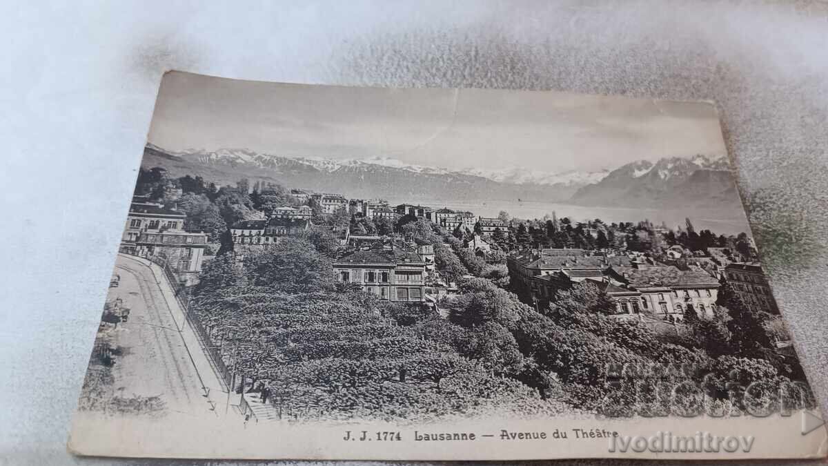 Postcard Lausanne Avenue du Theatre 1911 Postcard Lausanne Avenue du Theatre 1911