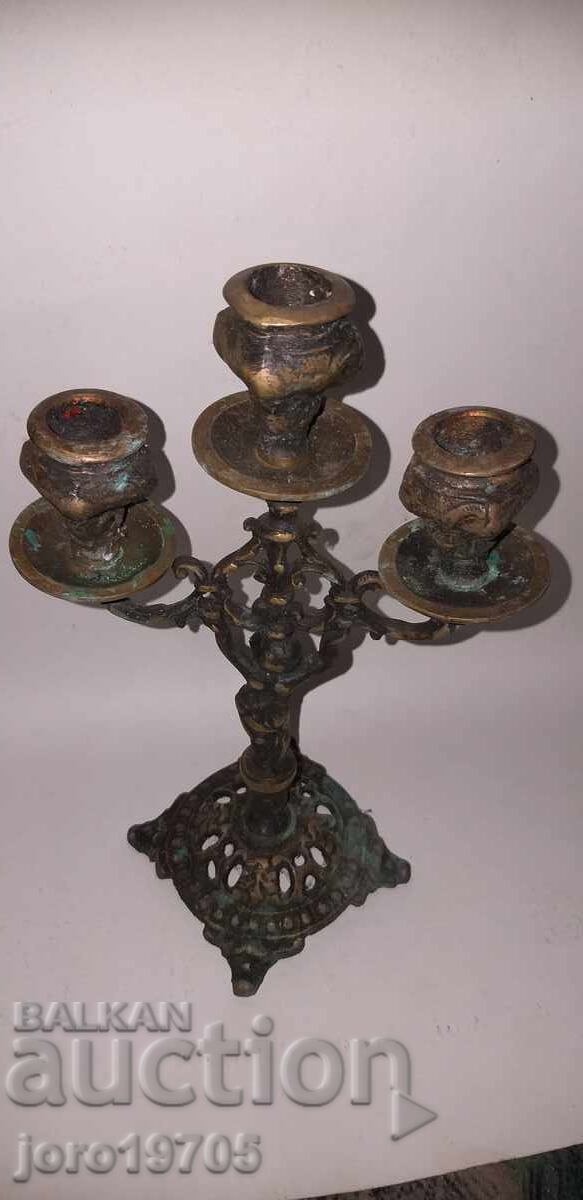 OLD MASSIVE BRONZE CANDLEHOLDER - 5 OLD MASSIVE BRONZE CANDLEHOLDER - 5