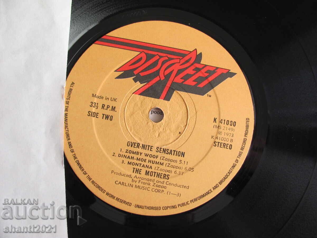 70s gramophone record FRANK ZAPPA, DISKREET, England - 7 70s gramophone record FRANK ZAPPA, DISKREET, England - 7