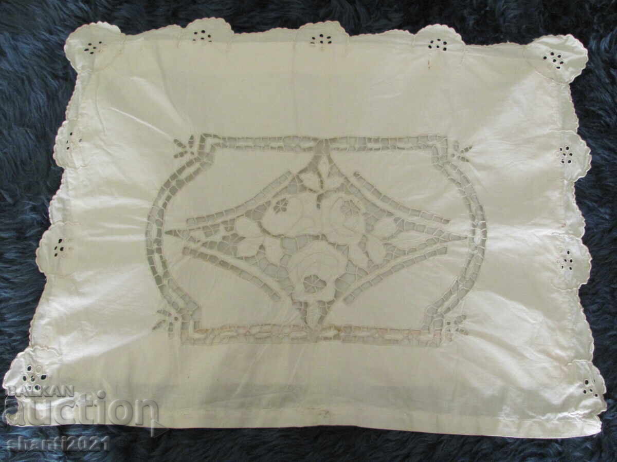 20's pillowcase cut embroidery, 68x54cm. 20's pillowcase cut embroidery, 68x54cm.