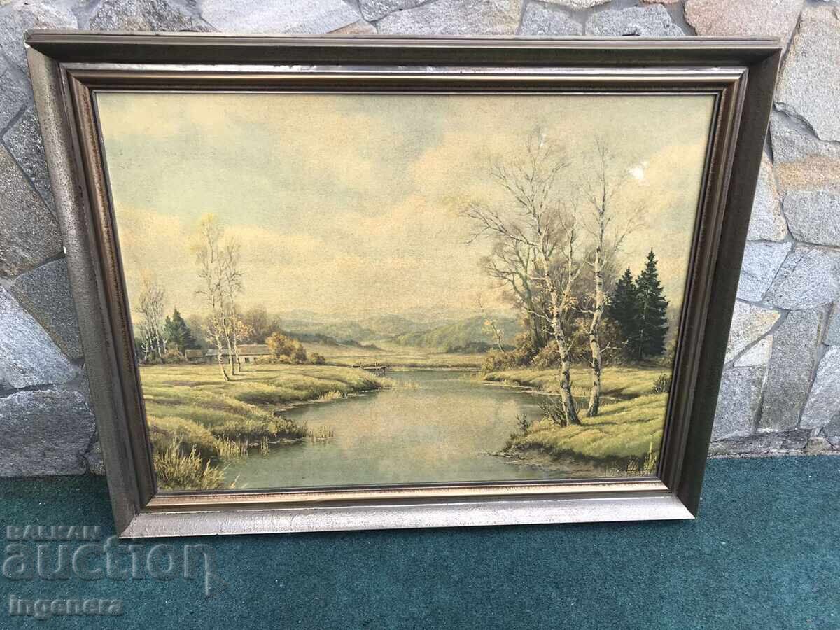 PAINTING ART PRINT SIGNATURE WOODEN STYLE FRAME PAINTING ART PRINT SIGNATURE WOODEN STYLE FRAME