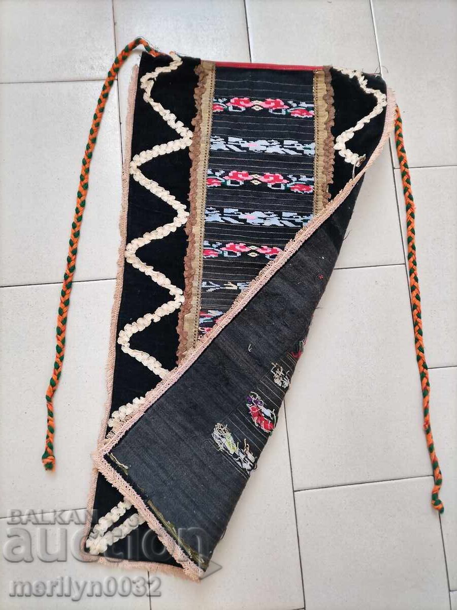 Auction Old woven embroidered apron 70/40cm velvet braid costume Auction Old woven embroidered apron 70/40cm velvet braid costume