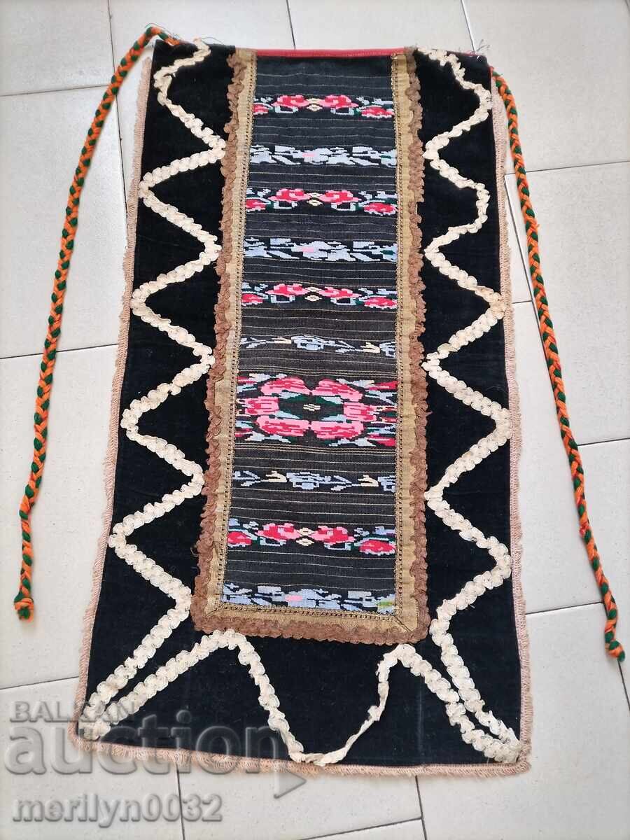 Old woven embroidered apron 70/40cm velvet braid costume Old woven embroidered apron 70/40cm velvet braid costume