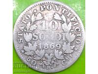 10 soldi 1869 Vatican Pius VI anno XXIV argint