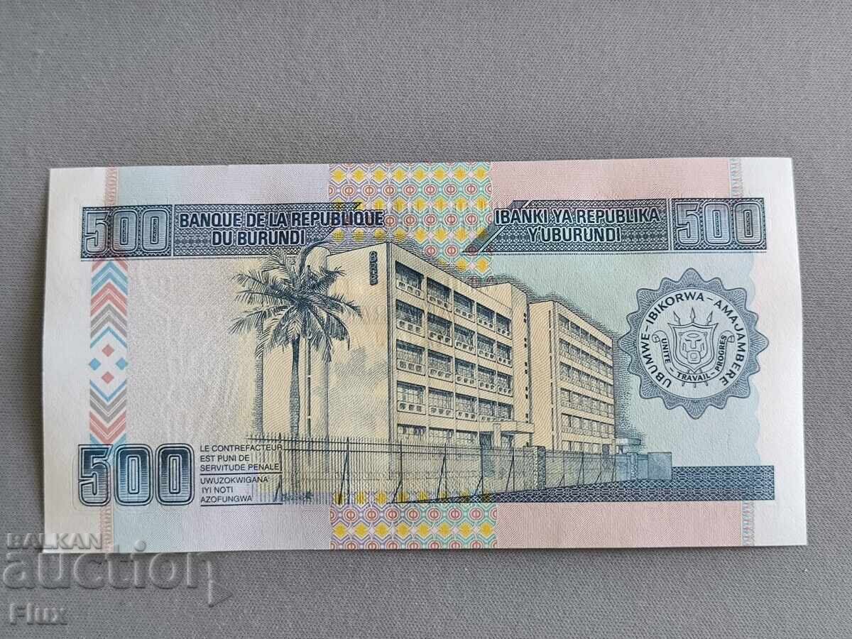 Банкнота - Бурунди - 500 франка UNC | 2013г. с цена 3.50 лв. | € 1.79 Банкнота - Бурунди - 500 франка UNC | 2013г. с цена 3.50 лв. | € 1.79