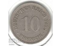 Germany-10 Pfennig-1908 A-KM# 12-Wilhelm II-small shield
