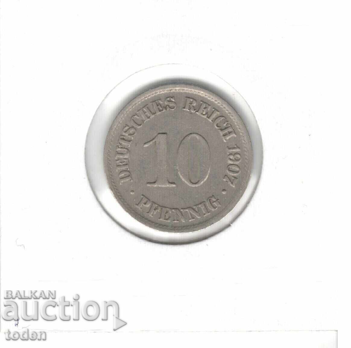 Auction Germany-10 Pfennig-1907 A-KM# 12-Wilhelm II-small shield Auction Germany-10 Pfennig-1907 A-KM# 12-Wilhelm II-small shield