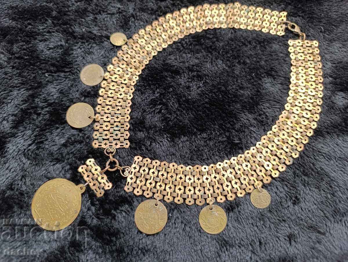 Auction  Gold-plated cordon with pendari folk necklace jewelry costume 1905