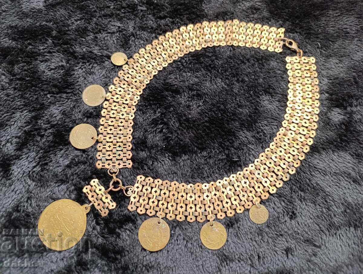 Delivery of Gold-plated cordon with pendari folk necklace jewelry costume 1905