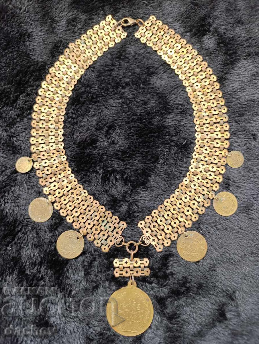 Gold-plated cordon with pendari folk necklace jewelry costume 1905