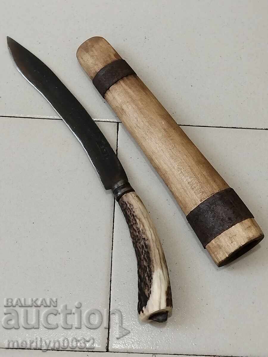 Old hunting knife with antler handle Old hunting knife with antler handle