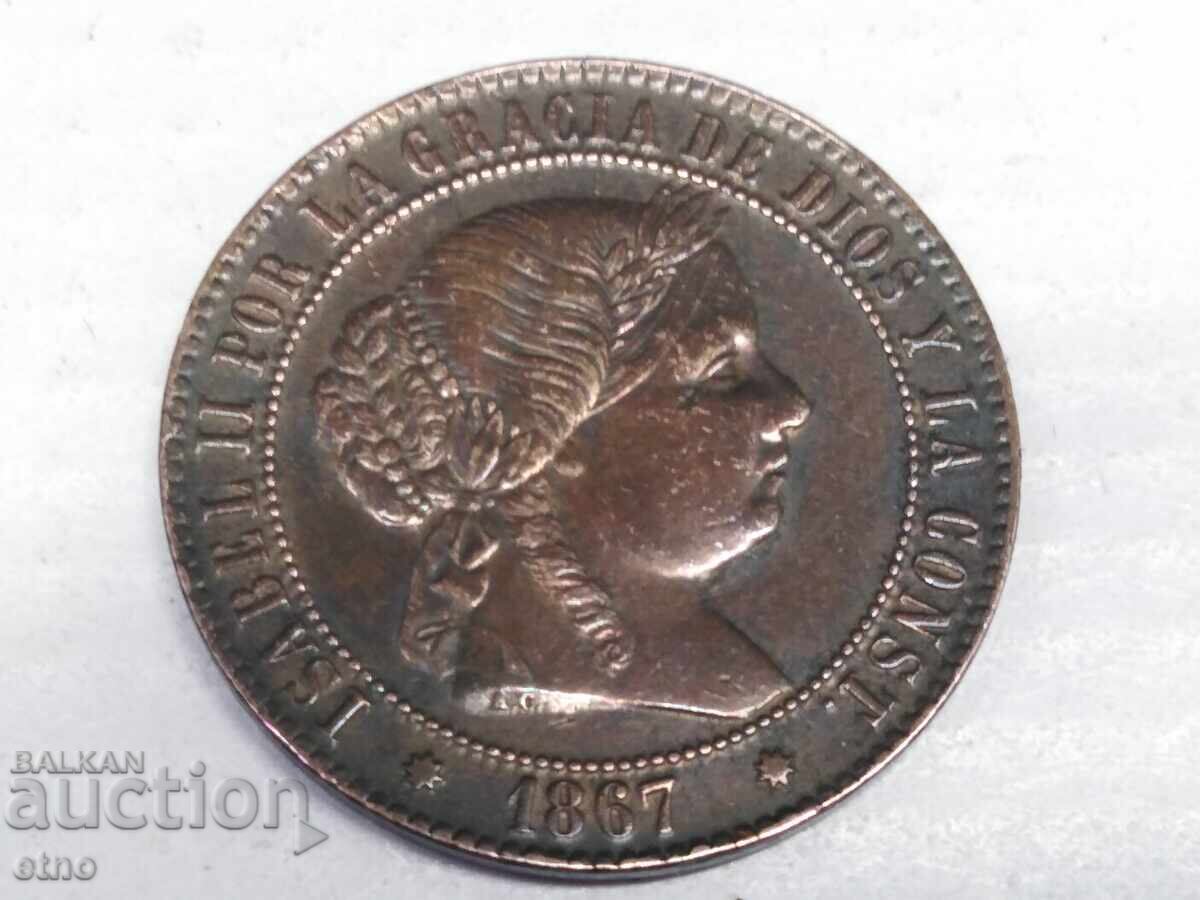 Auction 2 1/2 ESCUDO 1867, SPAIN, COIN Auction 2 1/2 ESCUDO 1867, SPAIN, COIN