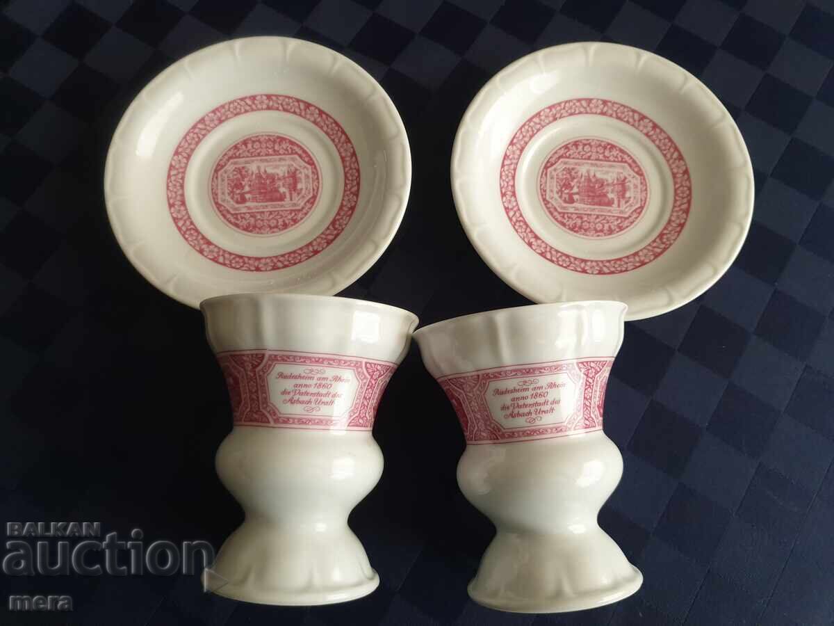 Auction  Set of porcelain cups for Rüdesheimer Kaffee -Heinrich