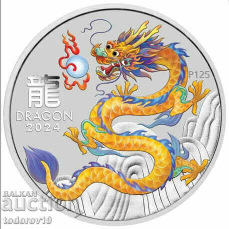 1/2 oz Silver Lunar Year of the Dragon 2024 - Tinted 1/2 oz Silver Lunar Year of the Dragon 2024 - Tinted