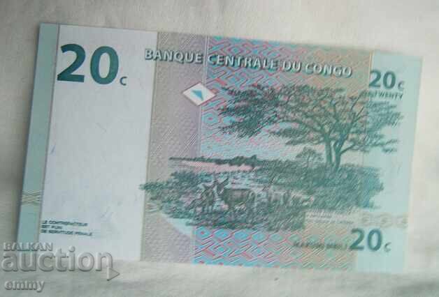 Auction New Congo 20 centimes banknote 1997 Auction New Congo 20 centimes banknote 1997