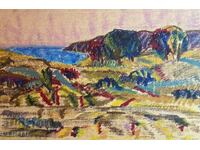 Boris Nenov-"Landscape from Parma"-pastel-signed-framed-1987