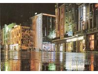 Old postcard - Plovdiv, "V.Kolarov" street - at night