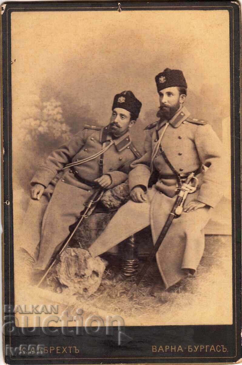 СТАРА ТВЪРДА СНИМКА НА ВОЕННИ/КНЯЖЕСКИ ОФИЦЕРИ-ВАРНА/БУРГАС