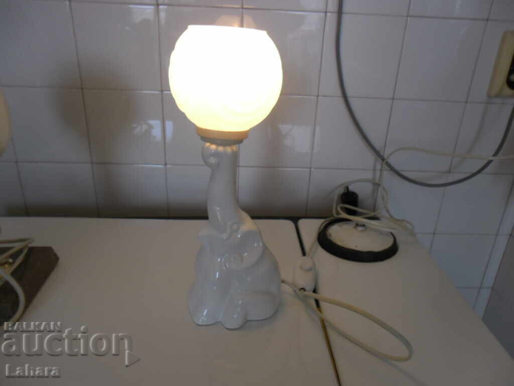Nightstand, table lamp, porcelain elephant Nightstand, table lamp, porcelain elephant