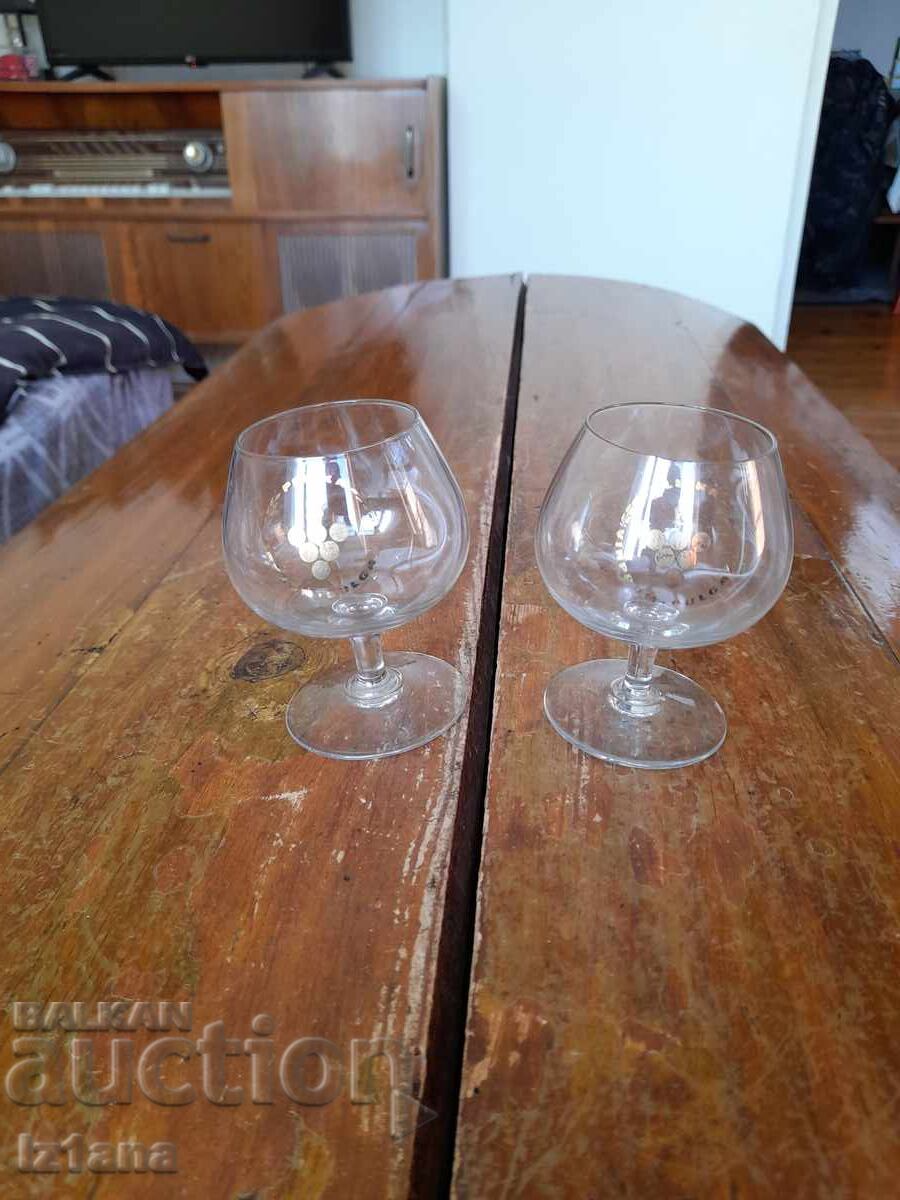 Old glass cognac glasses Pliska, Vinprom