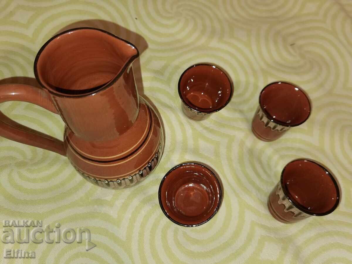 Authentic Bulgarian clay painted dishes - jug service with price 45.00 BGN | € 23.01 Authentic Bulgarian clay painted dishes - jug service with price 45.00 BGN | € 23.01