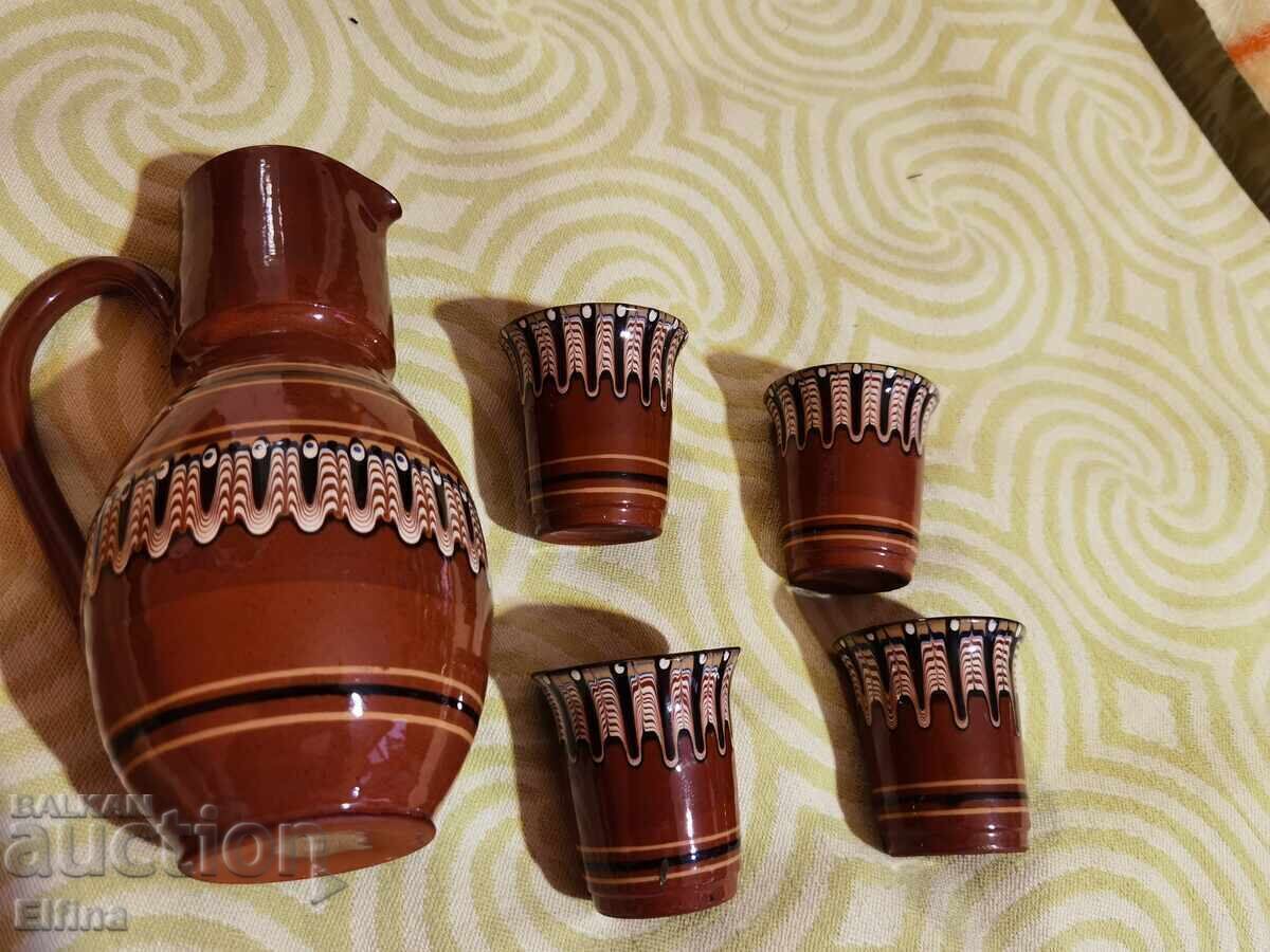 Authentic Bulgarian clay painted dishes - jug service - 5 Authentic Bulgarian clay painted dishes - jug service - 5
