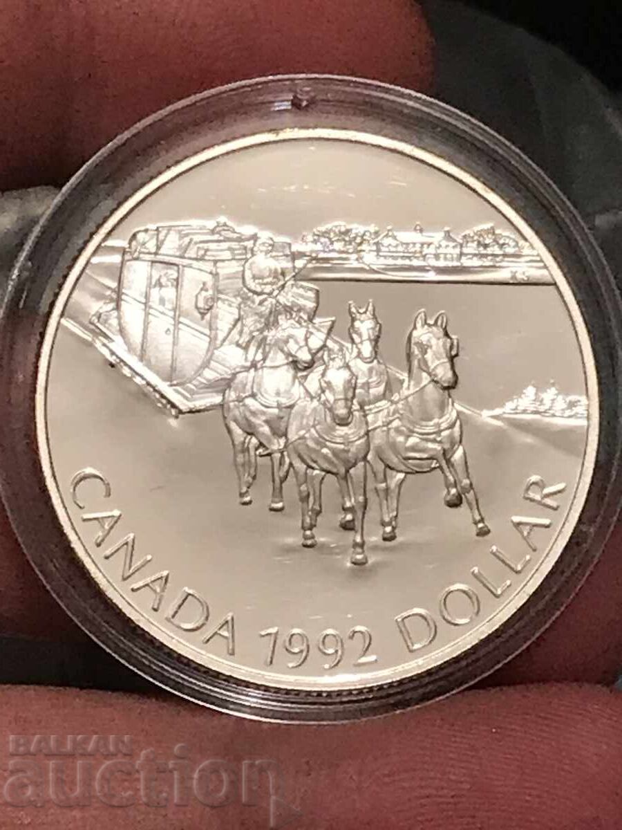 Canada 1 dollar 1992 stagecoach Kingston jubilee silver 925 Canada 1 dollar 1992 stagecoach Kingston jubilee silver 925