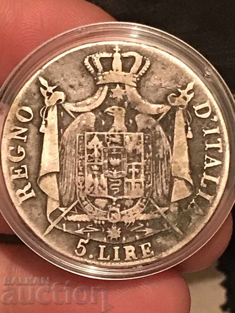 Italy 5 lire 1809 Milan Napoleon Bonaparte silver Italy 5 lire 1809 Milan Napoleon Bonaparte silver