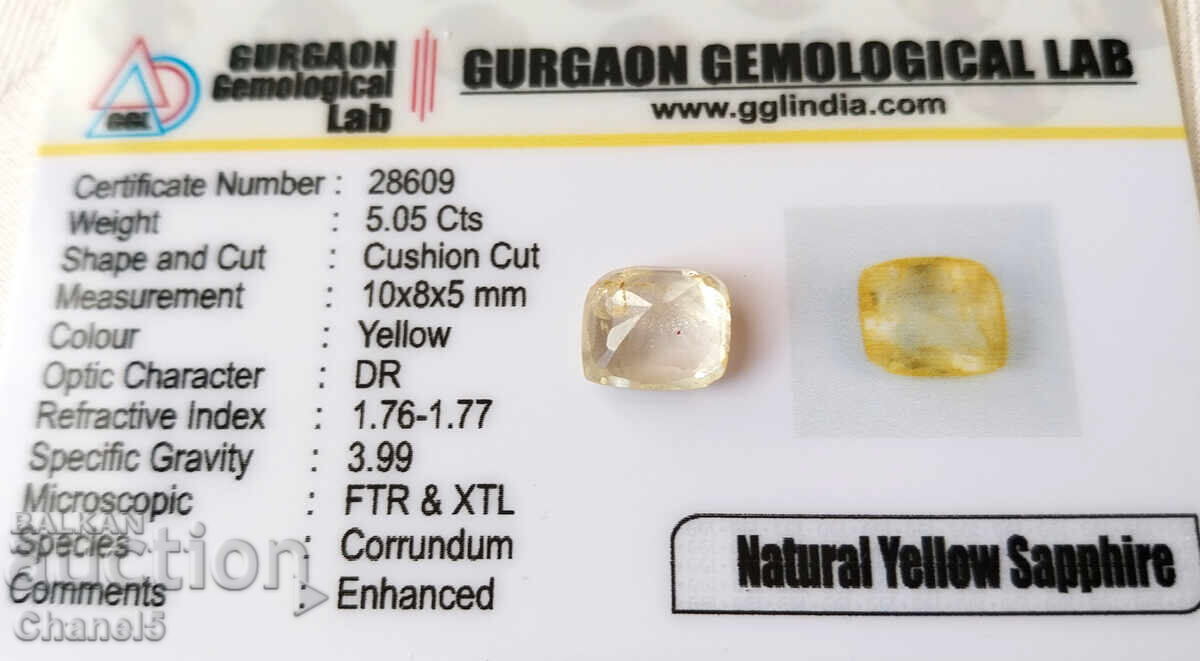 NATURAL YELLOW SAPPHIRE - CERTIFICATE - 5.05 carats (12) - 6 NATURAL YELLOW SAPPHIRE - CERTIFICATE - 5.05 carats (12) - 6