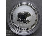 2 oz SILVER 2007- LUNAR AUSTRALIA- ΣΕΙΡΑ I -UNC