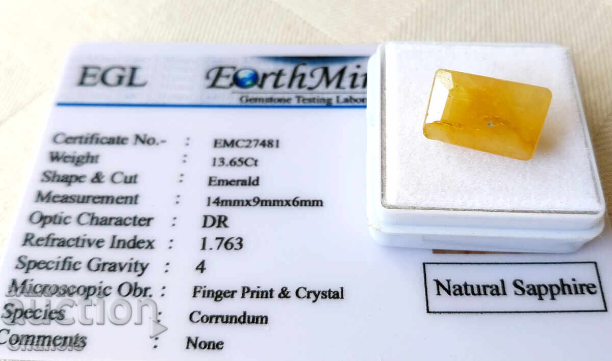Auction  NATURAL YELLOW SAPPHIRE - CERTIFICATE - 13.65 carats (13)