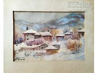 Painting, winter landscape, artist Blagoy Pandov